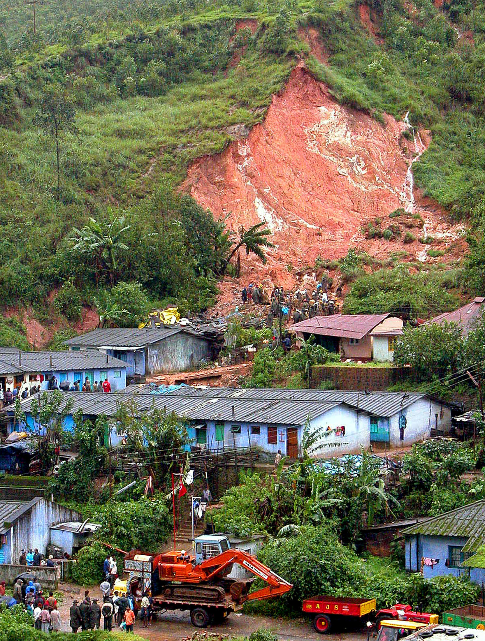 A view of the landslide area in the hill town of Munnar, India.