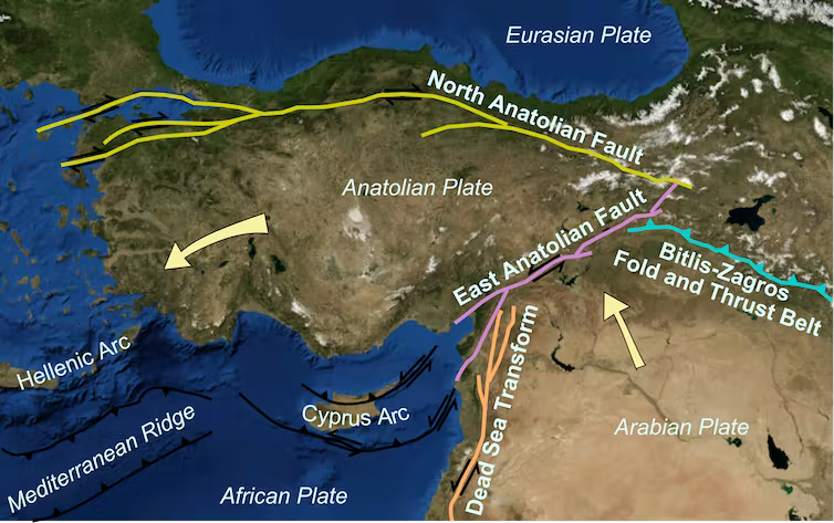 This latest earthquake is likely to have happened on one of the major faults that marks the boundaries between the Anatolian and Arabian plates.